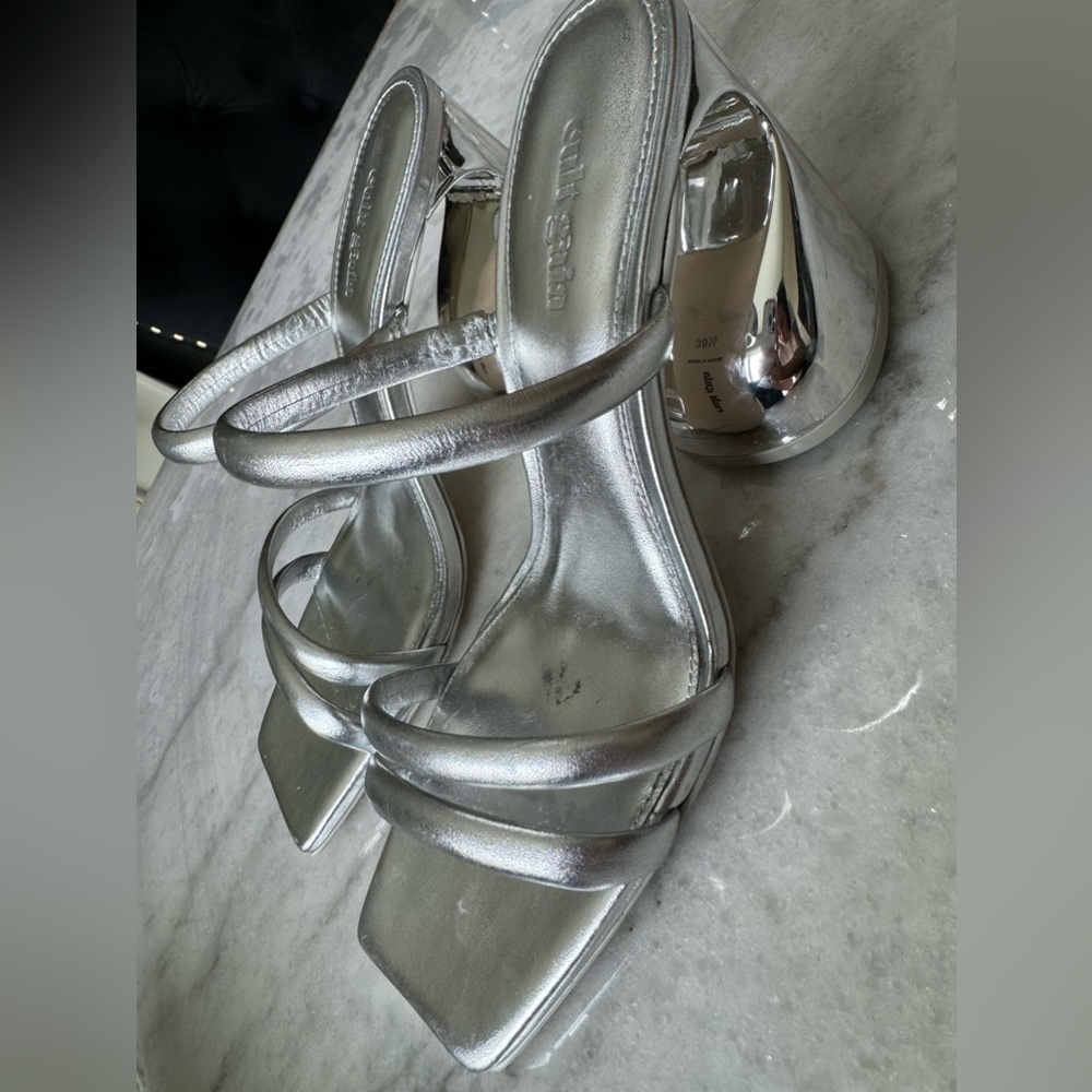 Cult Gaia Zuma 100mm Metallic Sandal Block Heel Size 38.5 - Picture 6 of 15